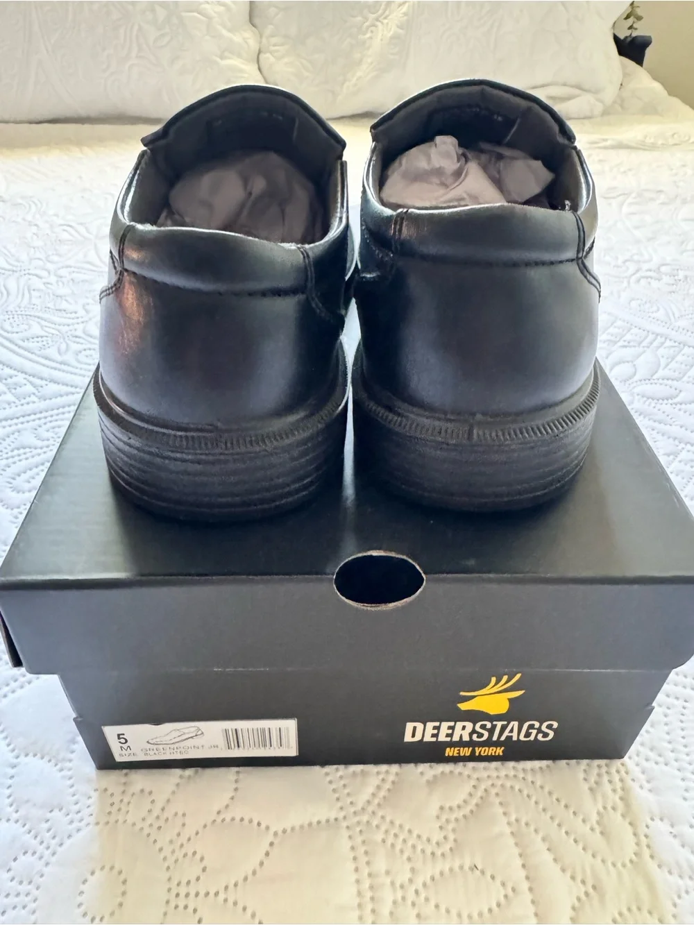 Deer Stags Black Slip-On Square-Toe Big Boy Dress Shoes